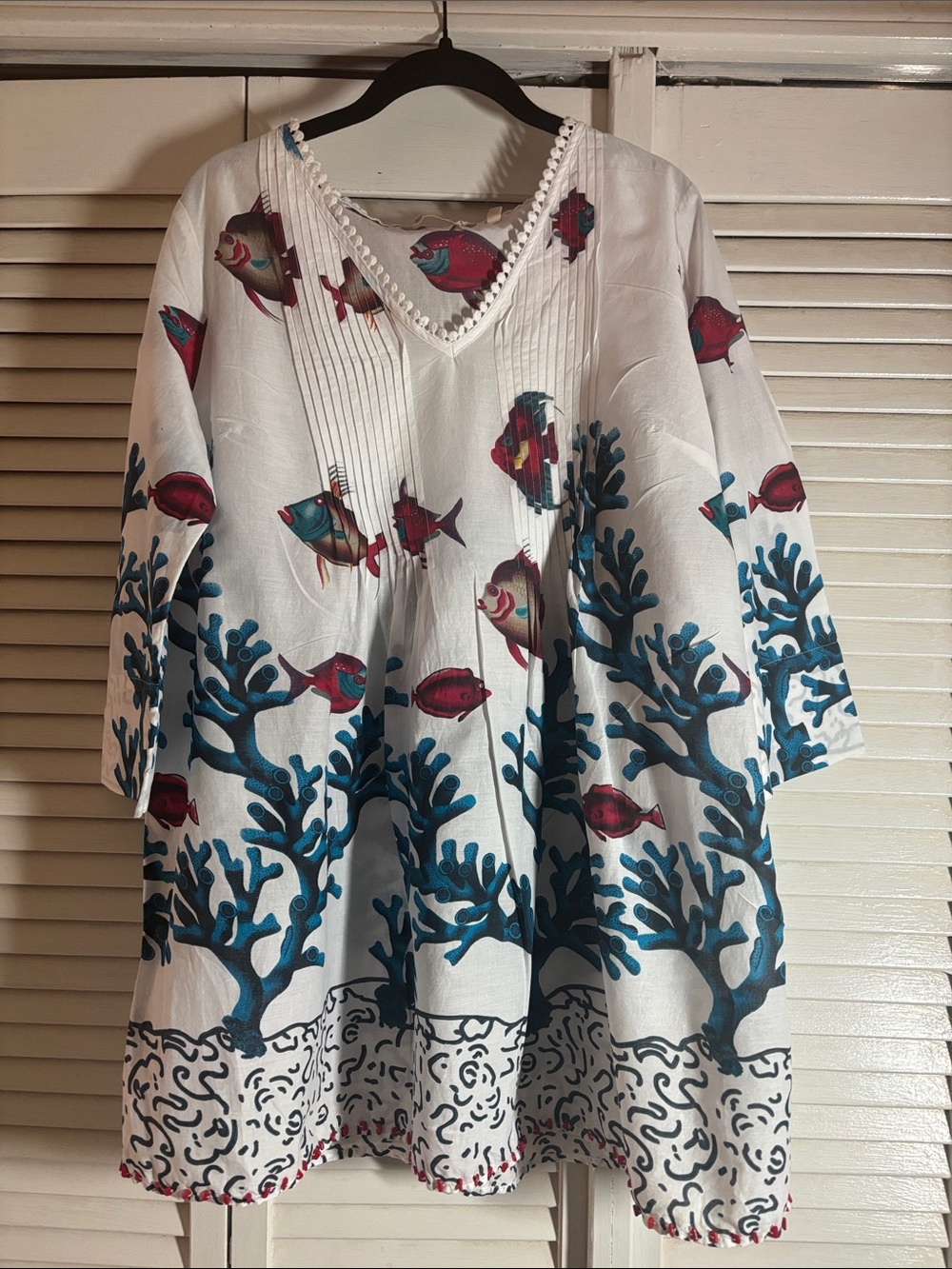 White Fish & Coral Print Tunic